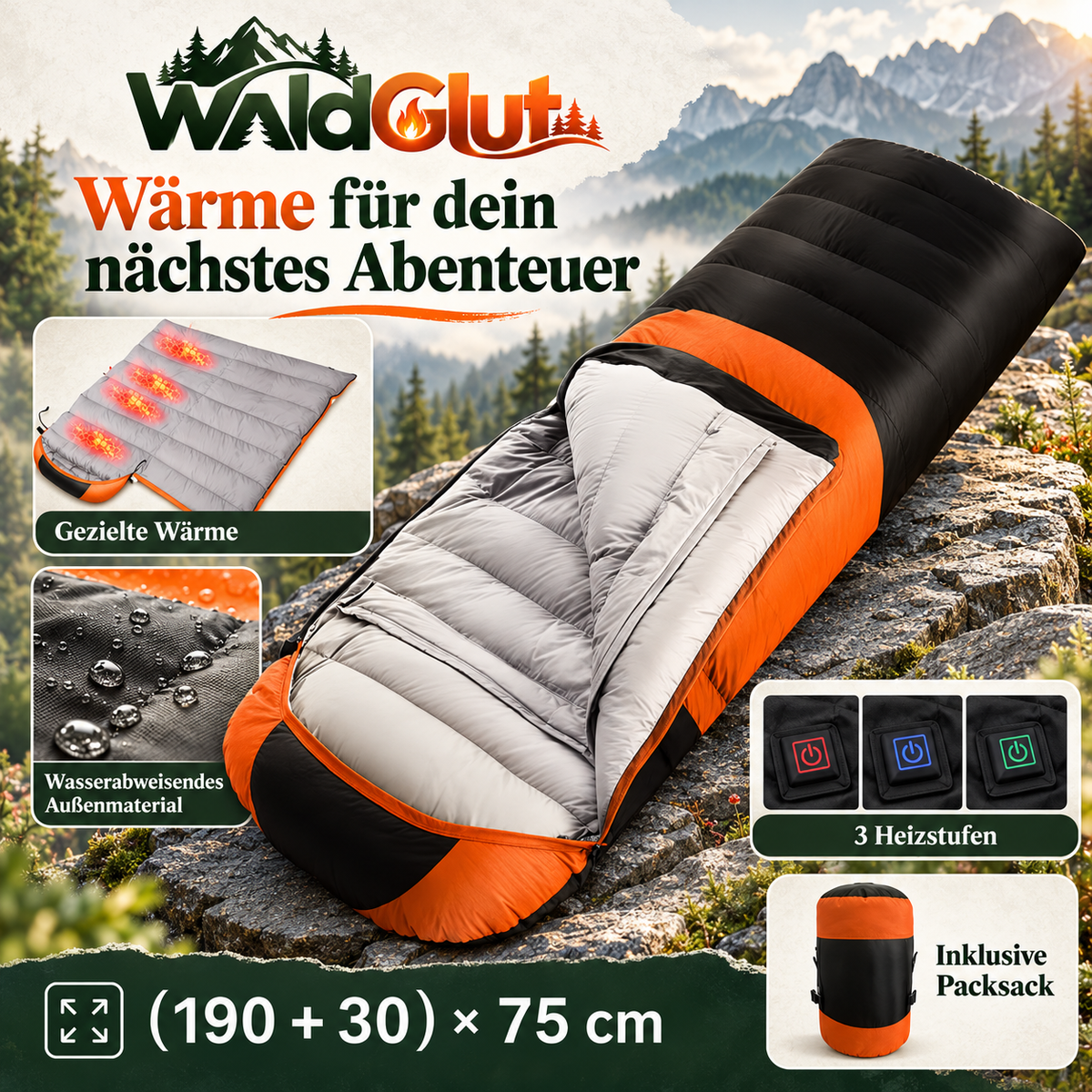 Beheizbarer Schlafsack